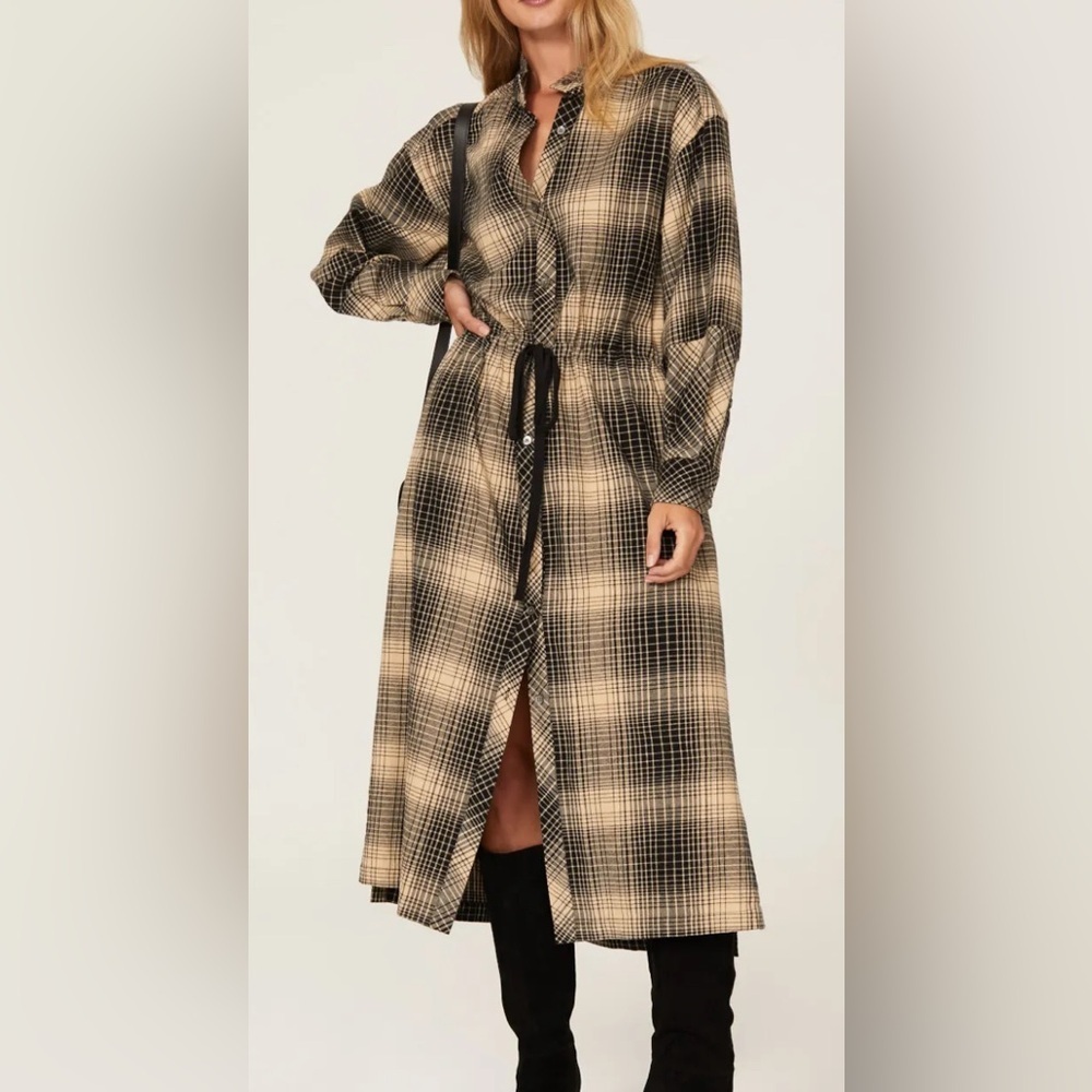 Joie Ardine Plaid Shirtdress, Black And Cream Checkered Dress